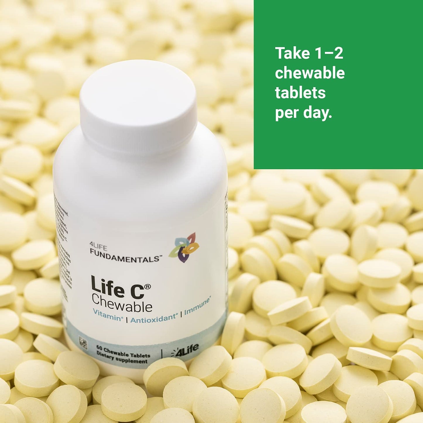 4Life Life C - 7 Active Forms of Vitamin C for Immune Support, Nutrient Absorption, and Benefits, 60 Tablets