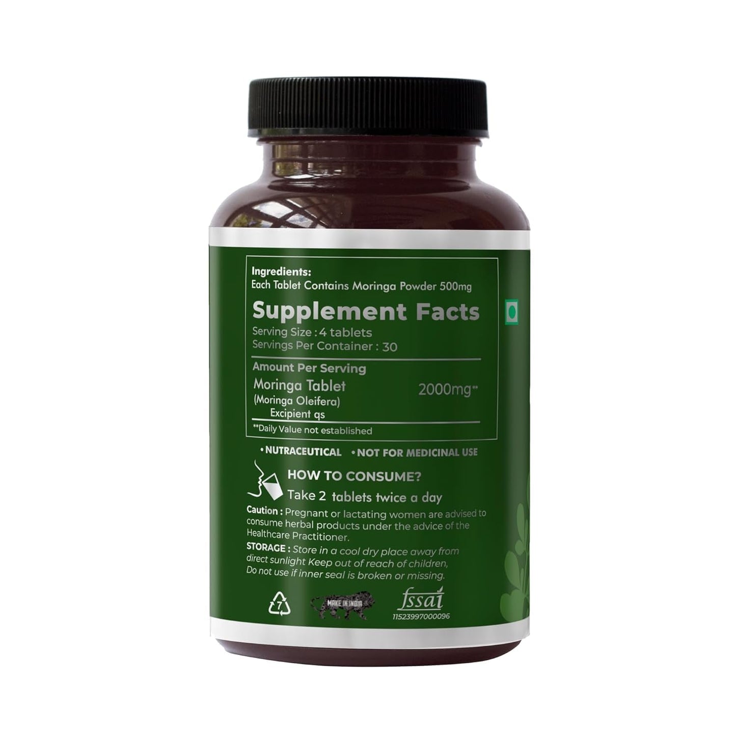 Generic Senta Natural Moringa Tablets, Drumstick Leaf Tablets, 120 Tablets