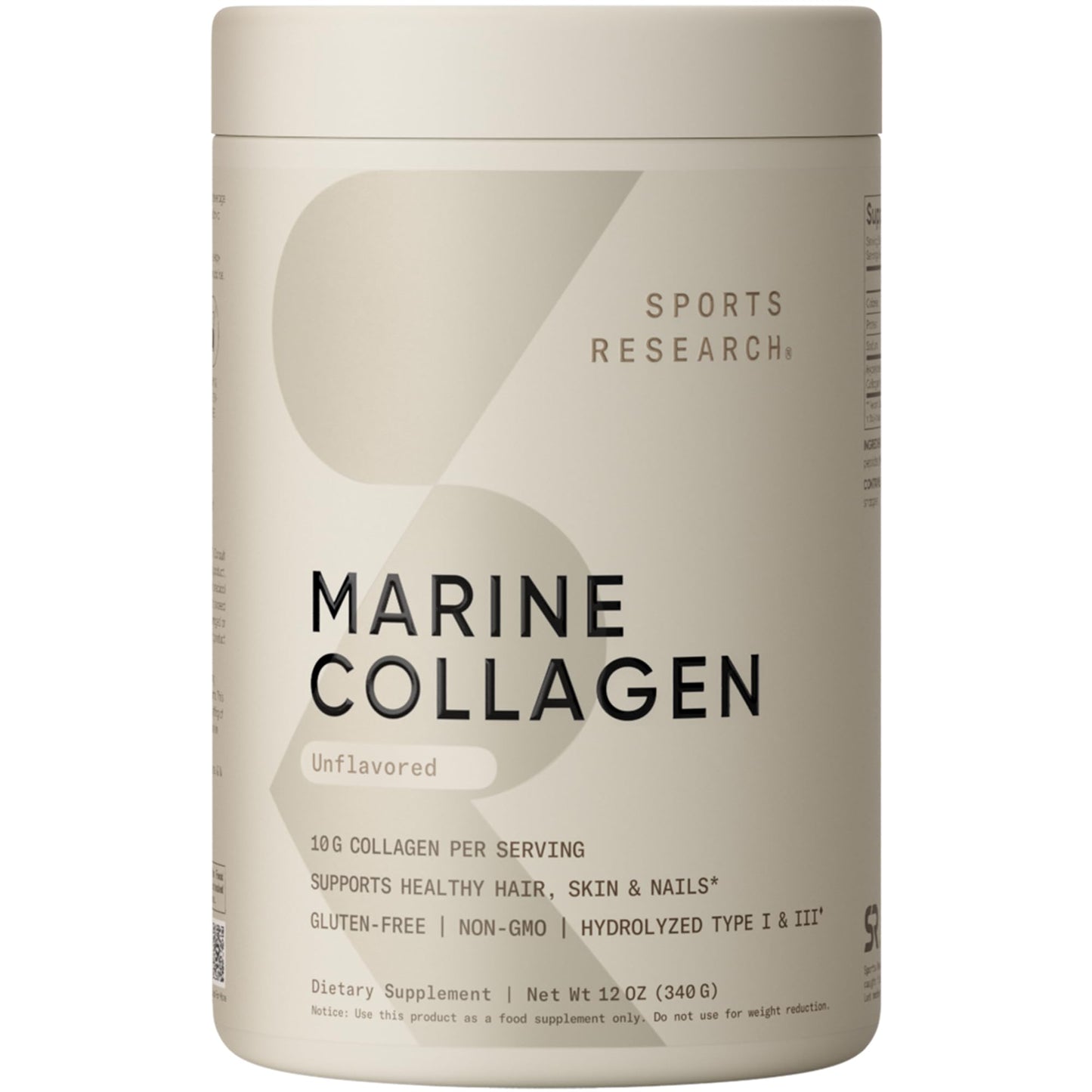 Sports Research Marine Collagen Peptides Powder 12 Ounce