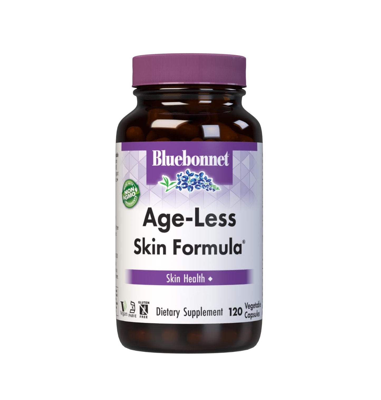 BlueBonnet Age-Less Skin Formula Capsules, White, Vegetable, 120 Capsules