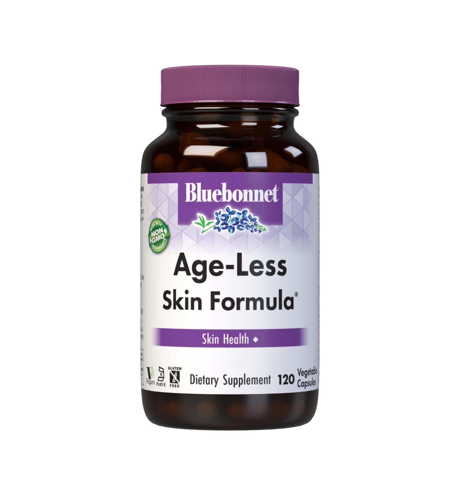 BlueBonnet Age-Less Skin Formula Capsules, White, Vegetable, 120 Capsules