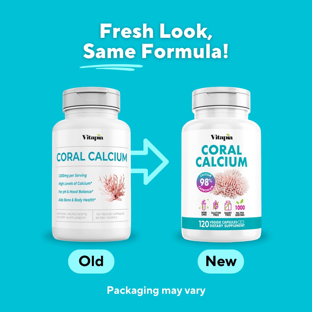 Vitapia Coral Calcium Powder 1000mg Capsules, 120 Count