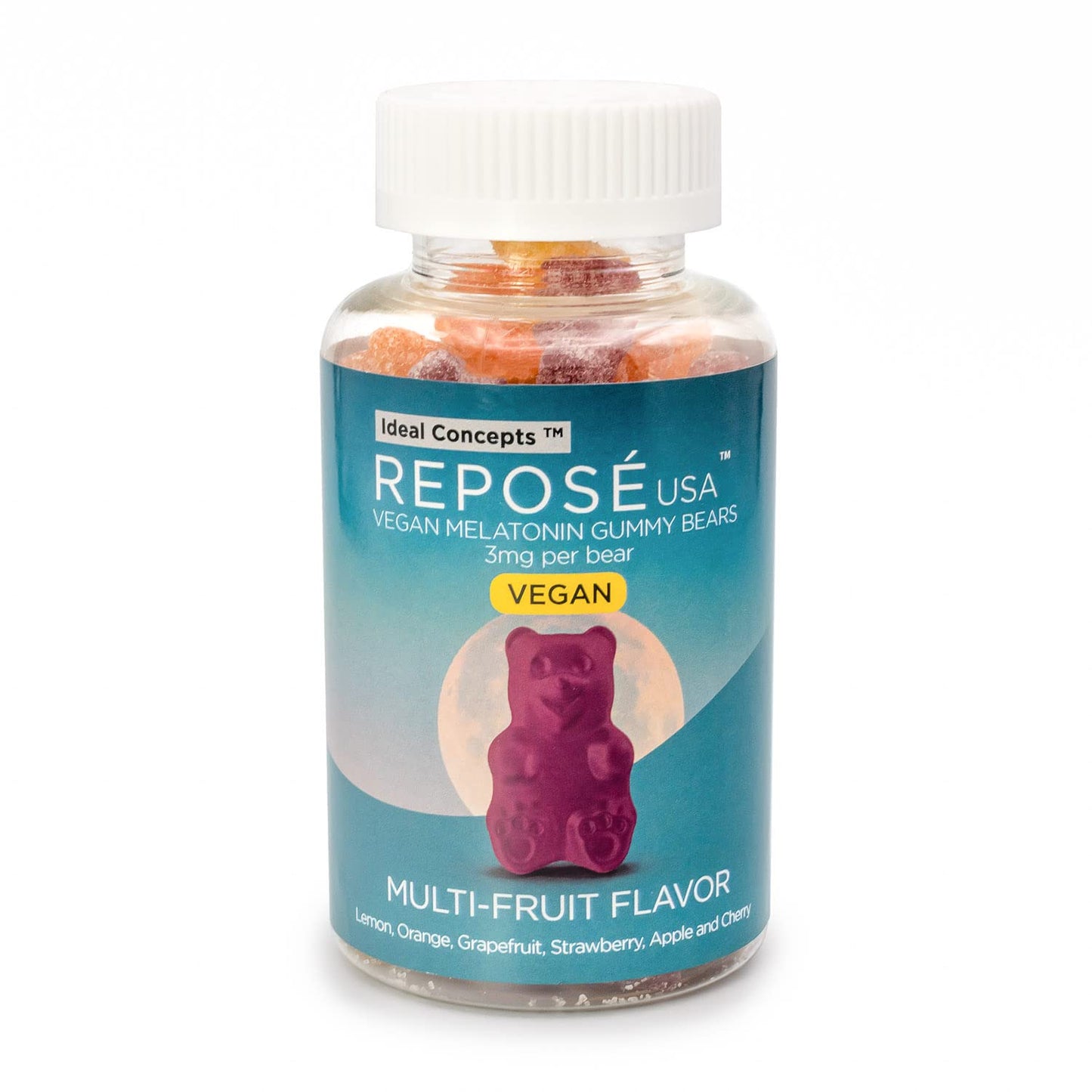 IDEAL CONCEPTS Reposé Goodnight Vegan Melatonin Gummies 3mg Per Bear, 60 Gummy Bears