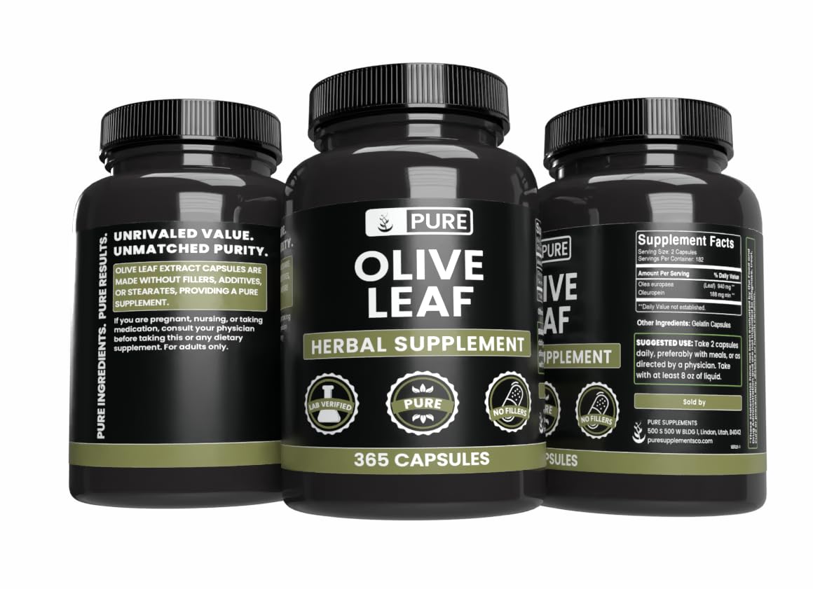 Pure Original Ingredients Olive Leaf Capsules, 365 Capsules