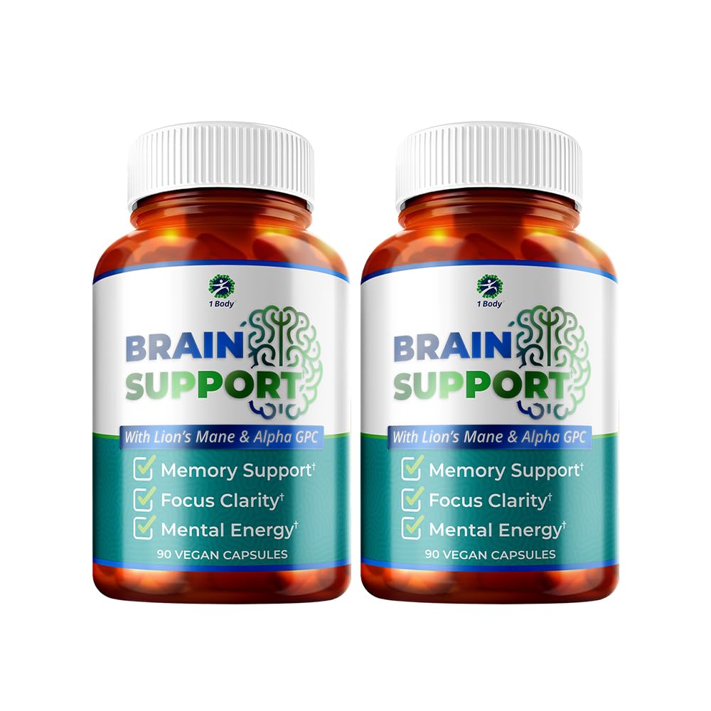 1 Body Brain Support Supplement with Alpha GPC and Lion's Mane Extract, 180 Capsules