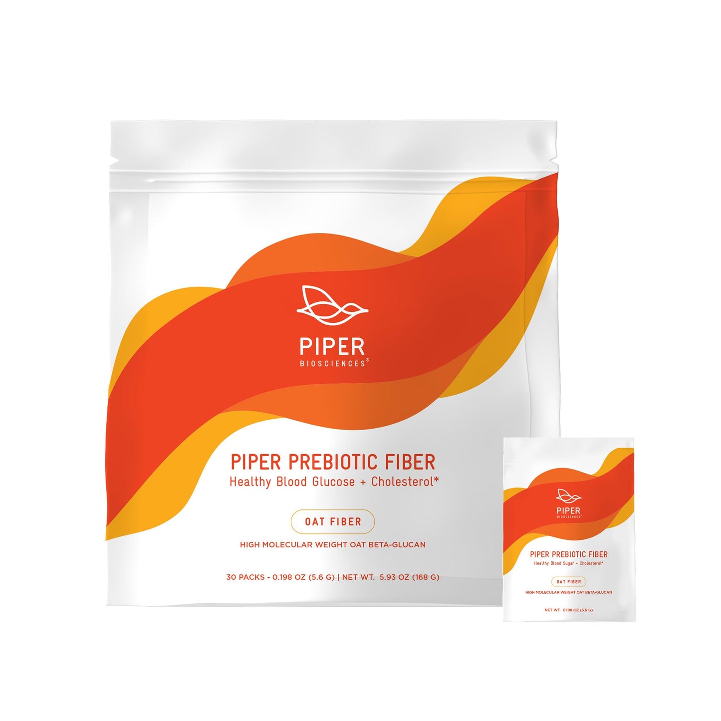 Piper Biosciences Oat Beta Glucan Fiber Powder, 30 Packets