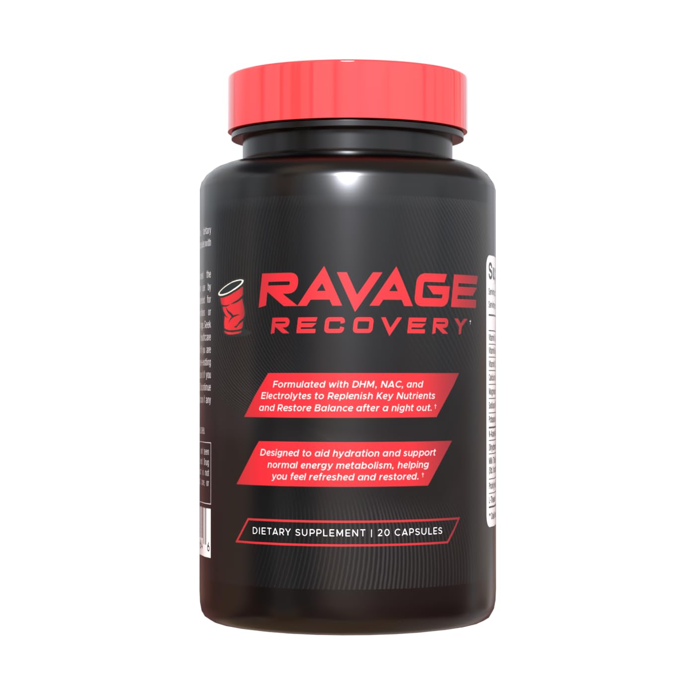 Ravage Recovery DHM Capsules with NAC, Milk Thistle & Prickly Pear – Electrolytes & B Vitamins for Hydration & After Night Out Wellness, 20 Capsules