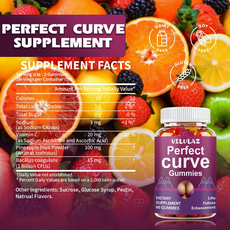 Velulaz Natural Curves Breast Enhancement Gummies 60 Count