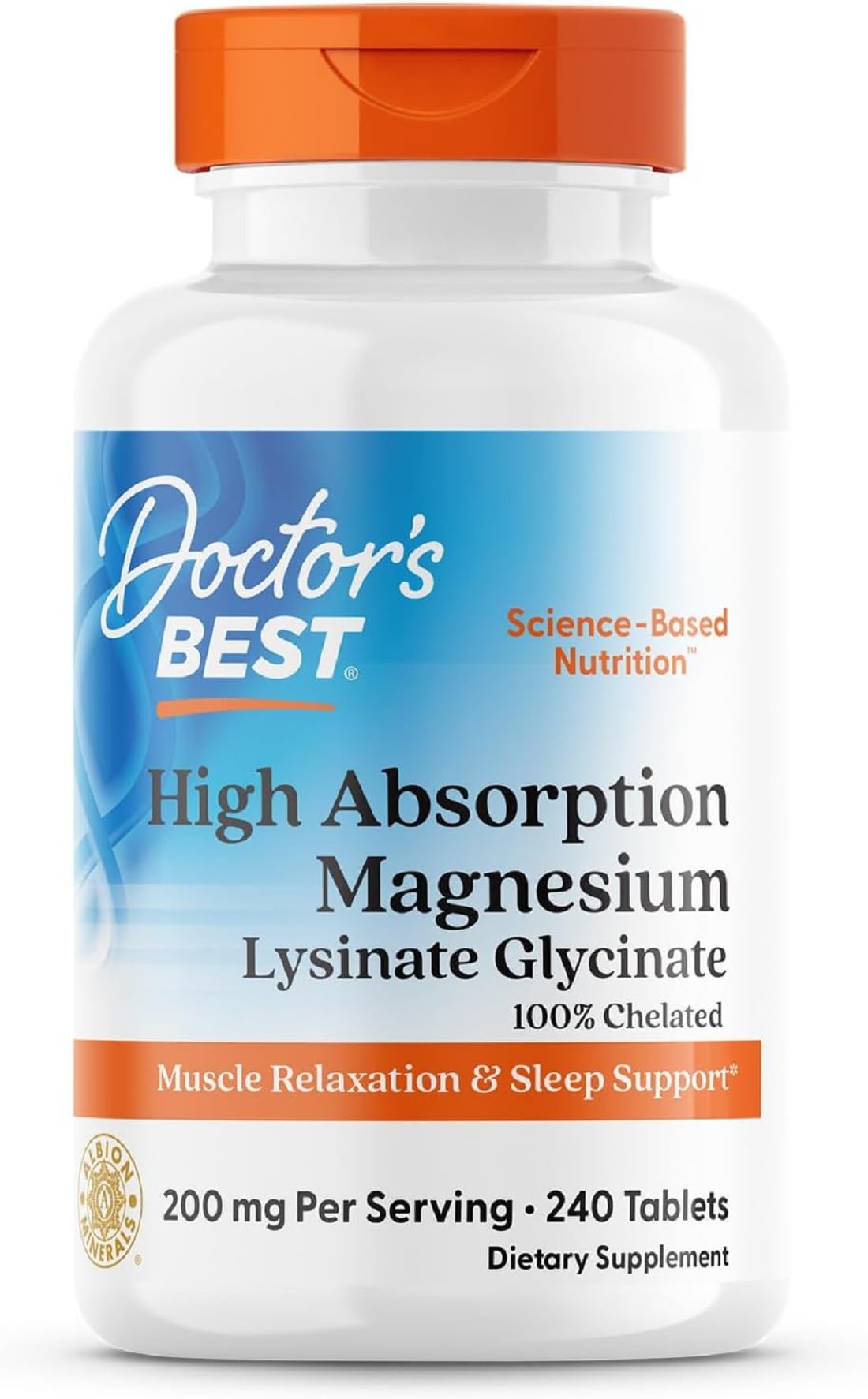 Doctor's Best High Absorption Magnesium Glycinate Lysinate Tablets 240 Count