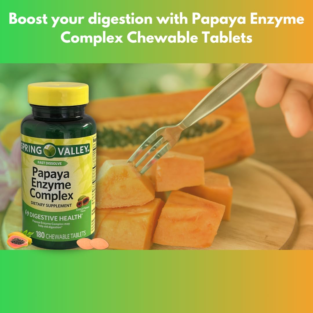 FUSION SHOP STORE Papaya Enzyme Chewable Tablets Complex, 180 Tablets