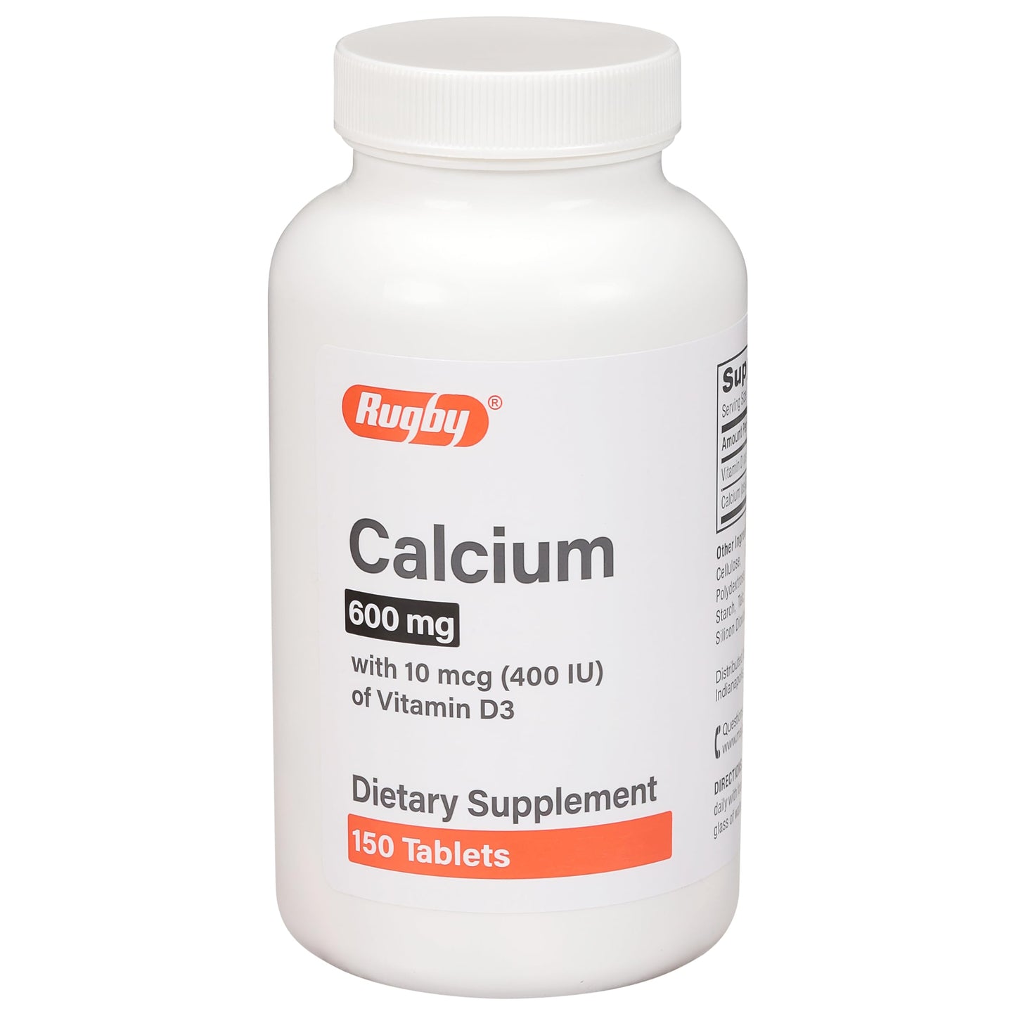 MAJOR Rugby 600 mg Calcium Tablets with 10 mcg (400 IU) Vitamin D3, 150 Tablets