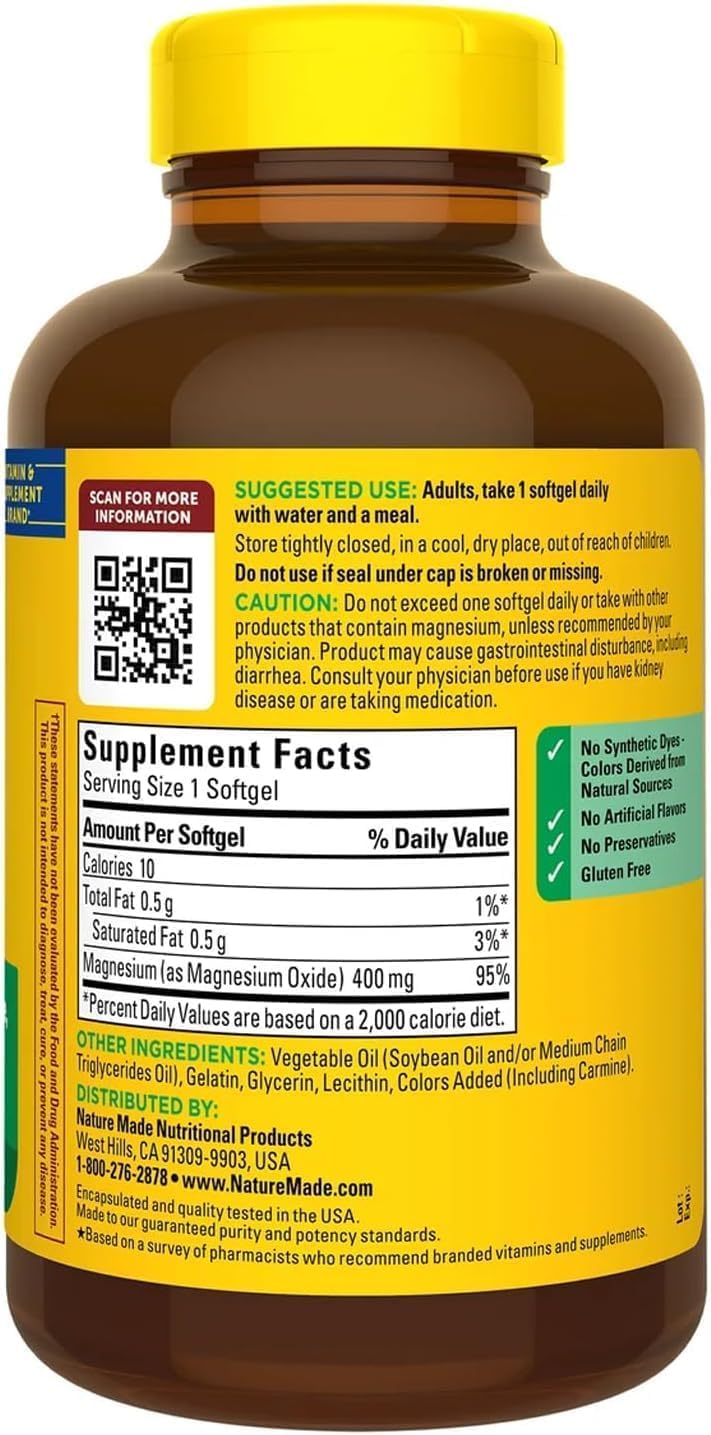 Generic Extra Strength Magnesium 400mg Softgels 180