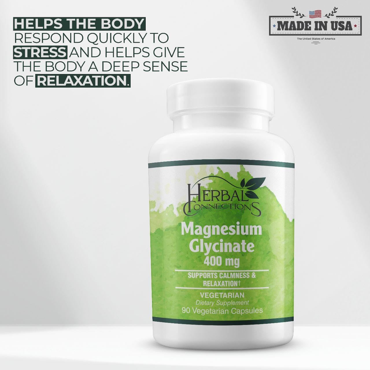 Herbal Connections Magnesium Glycinate Capsules 90 Count
