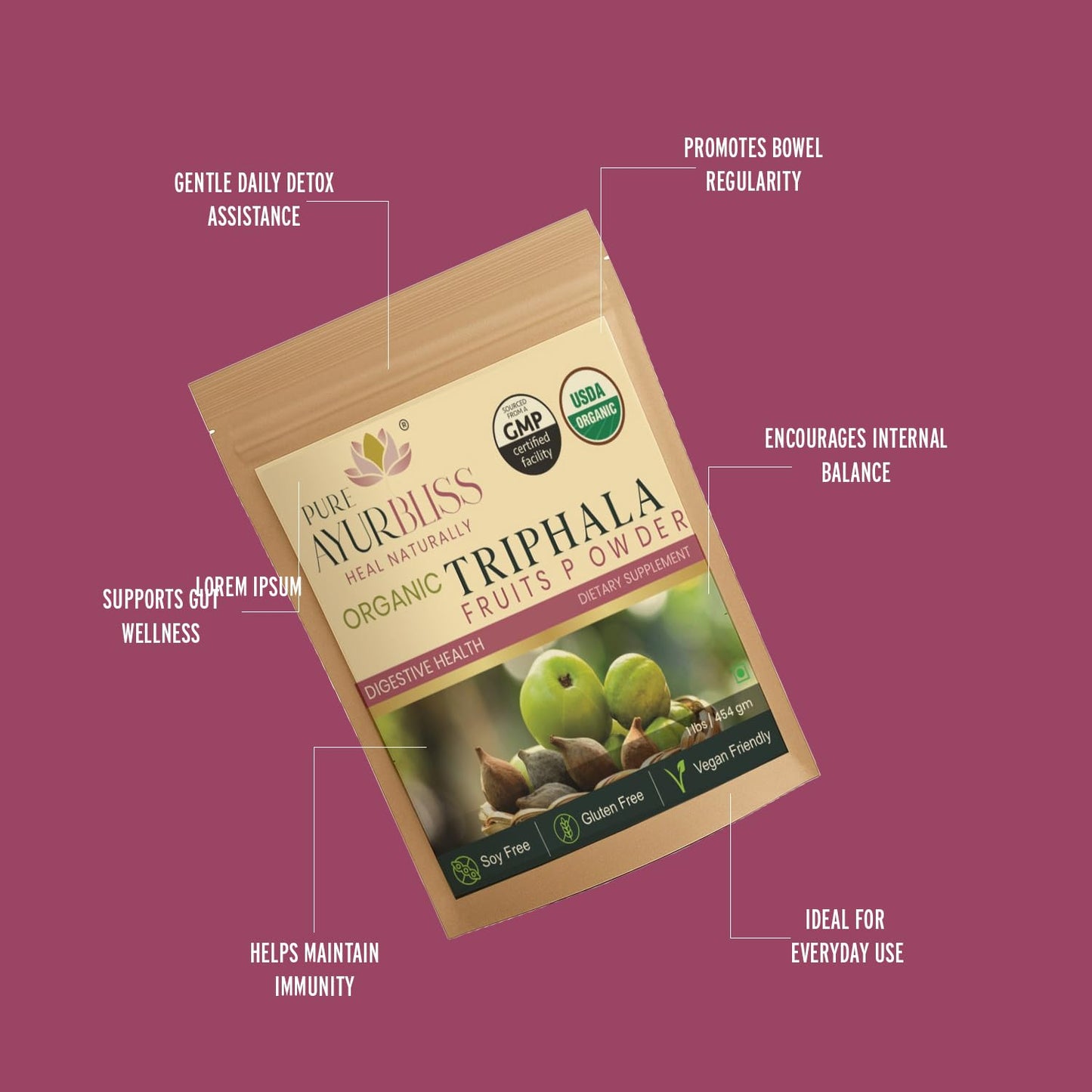 PureAyurbliss Triphala Powder 16 oz