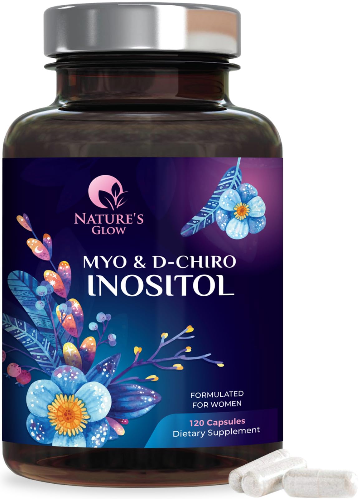 Nature's Glow Myo-Inositol & D-Chiro Inositol 1025mg (40:1) Capsules, 120 Count