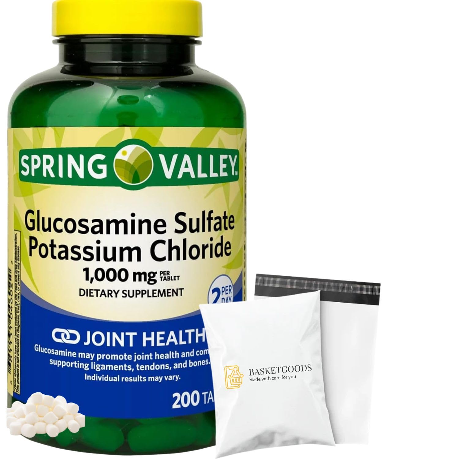 BASKETGOODS Glucosamine Sulfate Potassium Chloride Tablets, 200 Count