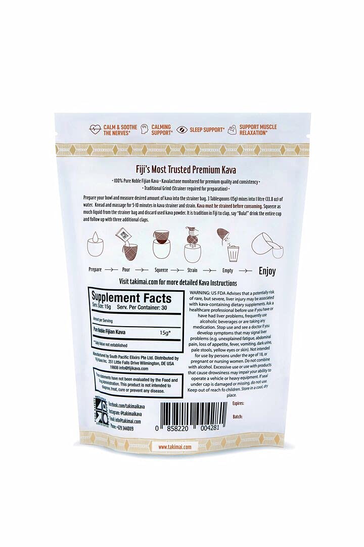 Taki Mai Noble Kava Kava Root Powder, 16 Ounce