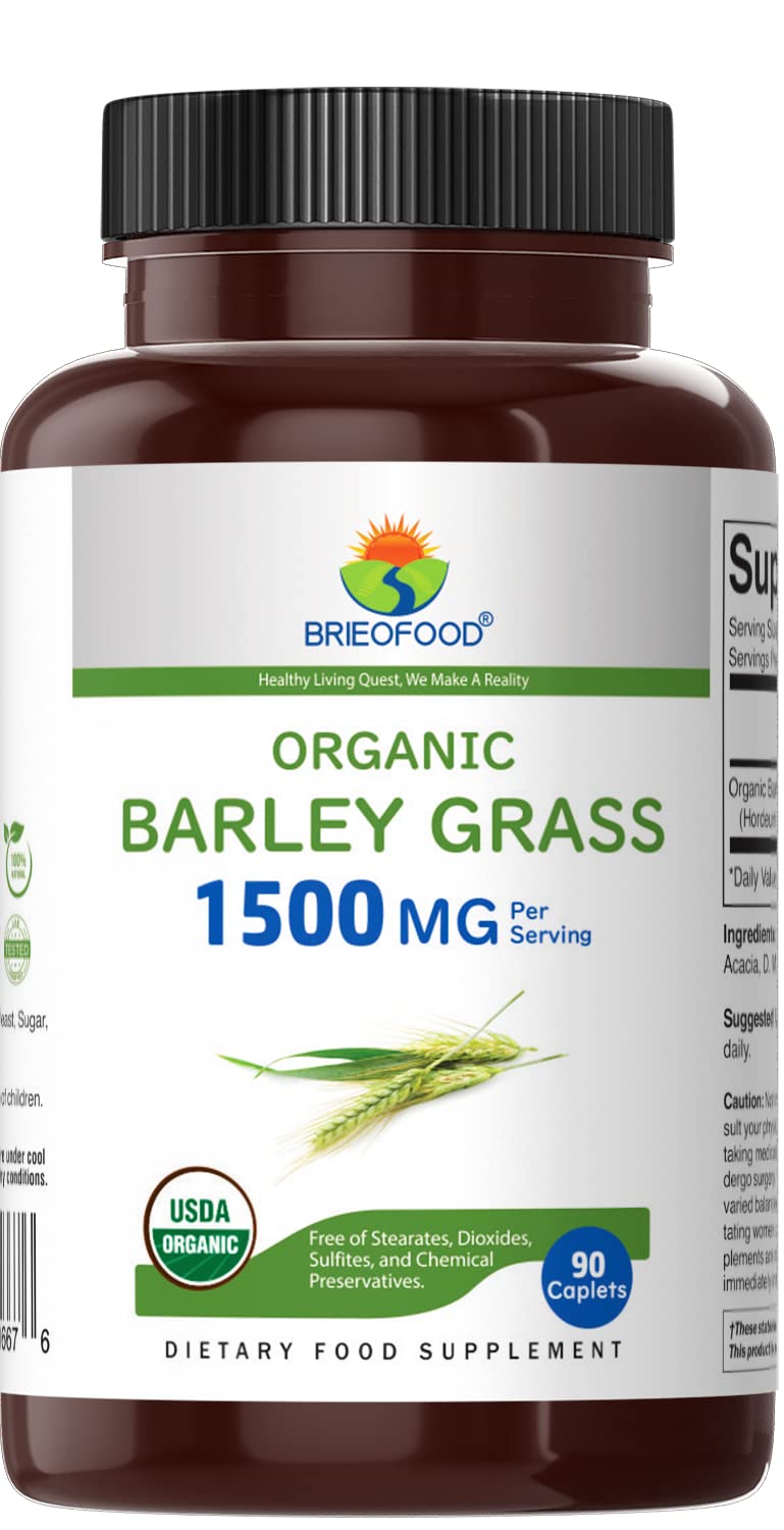 Brieofood Organic Barley Grass 1500mg Tablet, 90 Count
