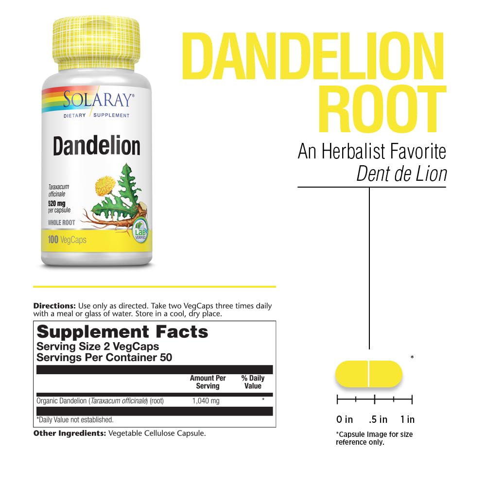 Solaray Dandelion Root Capsule 100 VegCaps