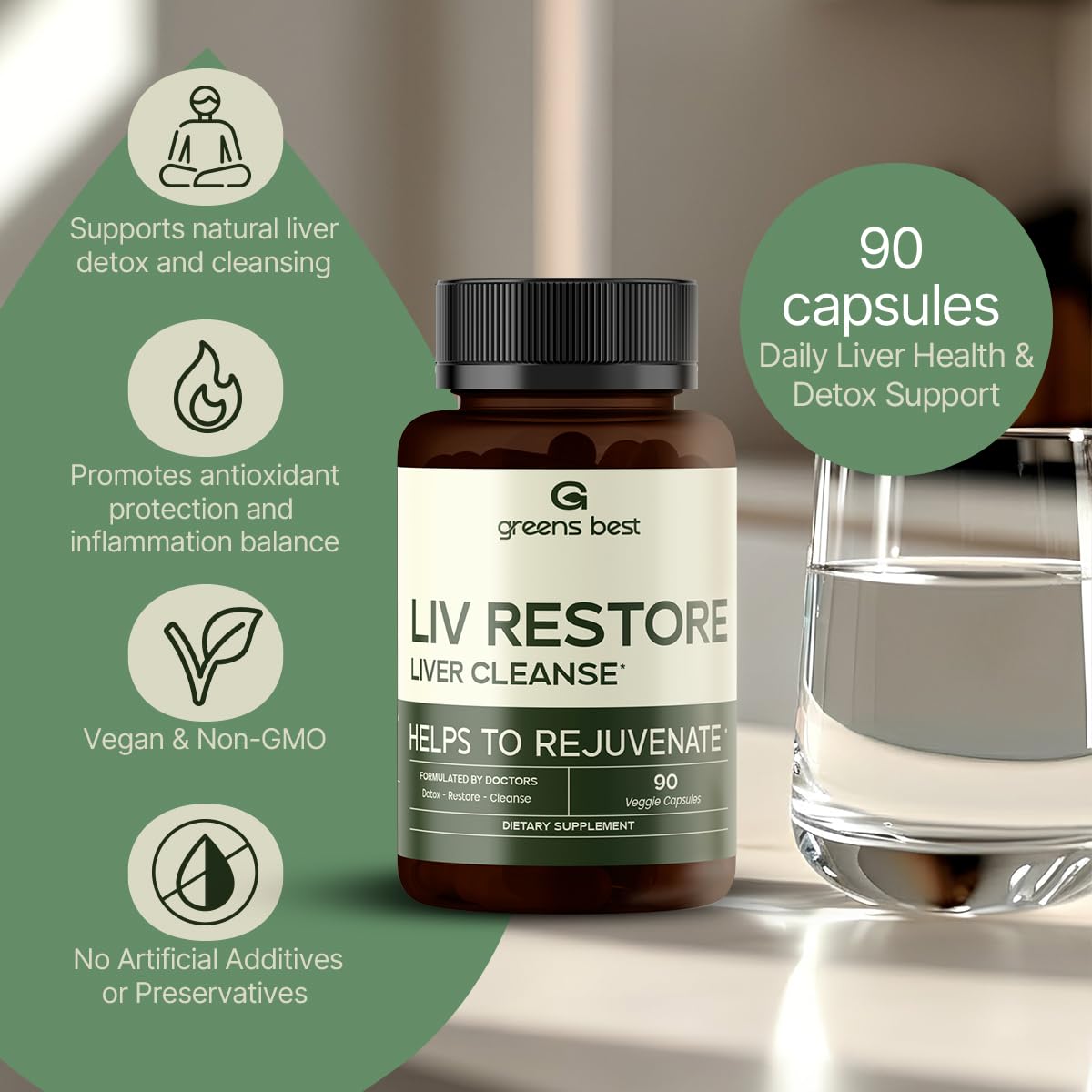 GREEN'S BEST Liver Support Supplement Capsules, 90 Capsules