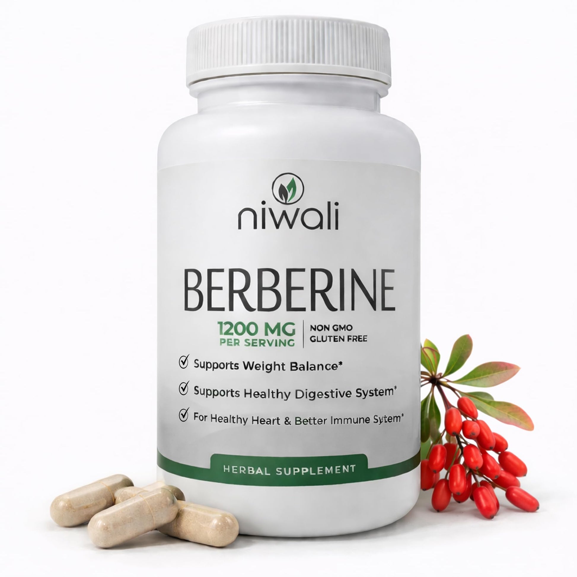 NIWALI Berberine Supplement Capsule 60 Count