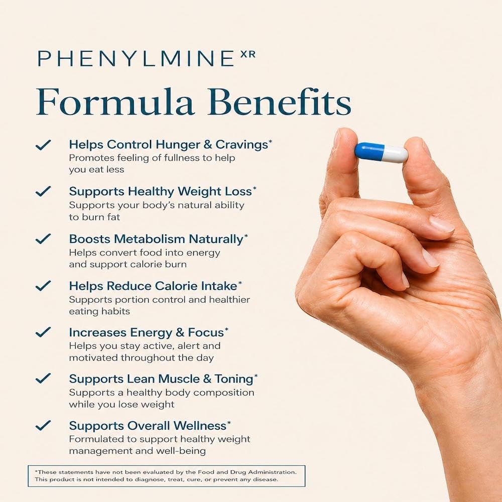 Performacal Phenylmine XR Weight Management - Energy, Appetite & Metabolic Support Formula for Men & Women, 60 Capsules