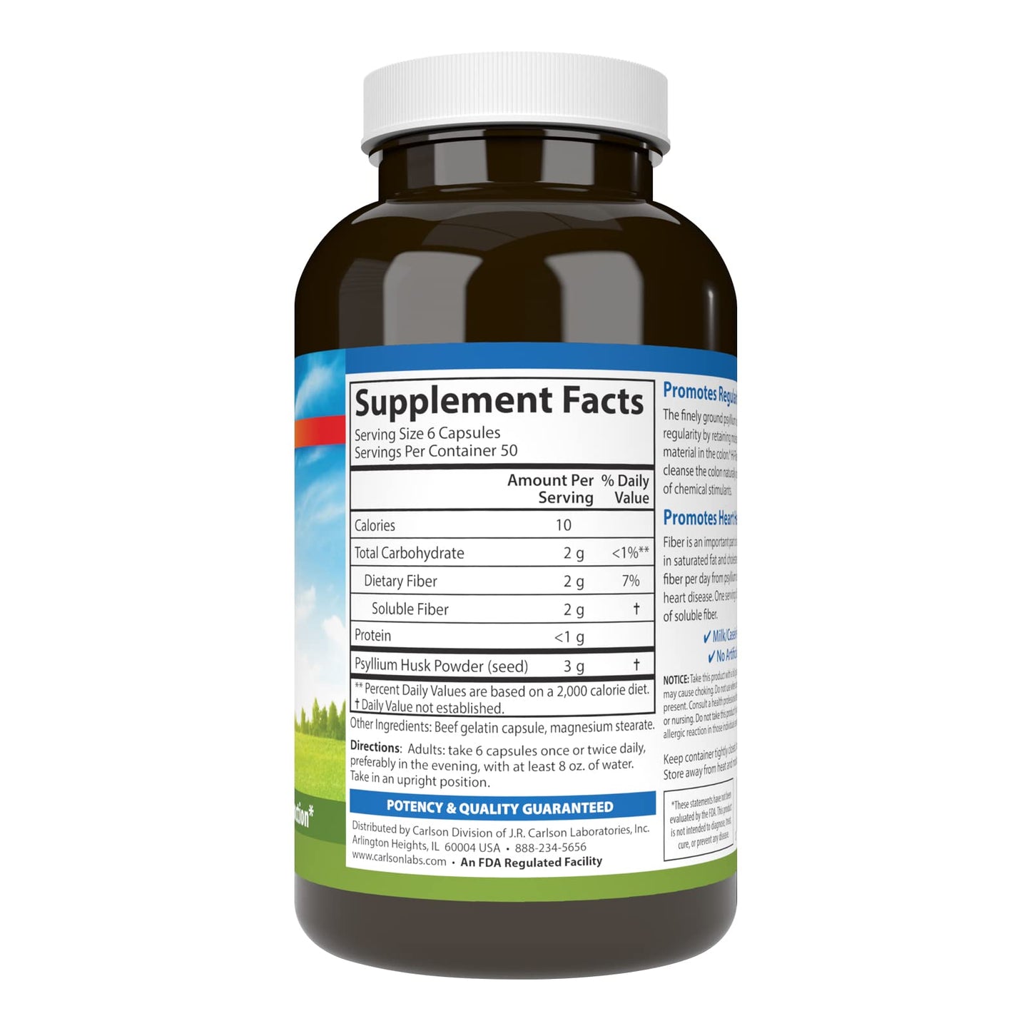 Carlson Hi-Fiber Psyllium Husk Capsules, 300 Capsules
