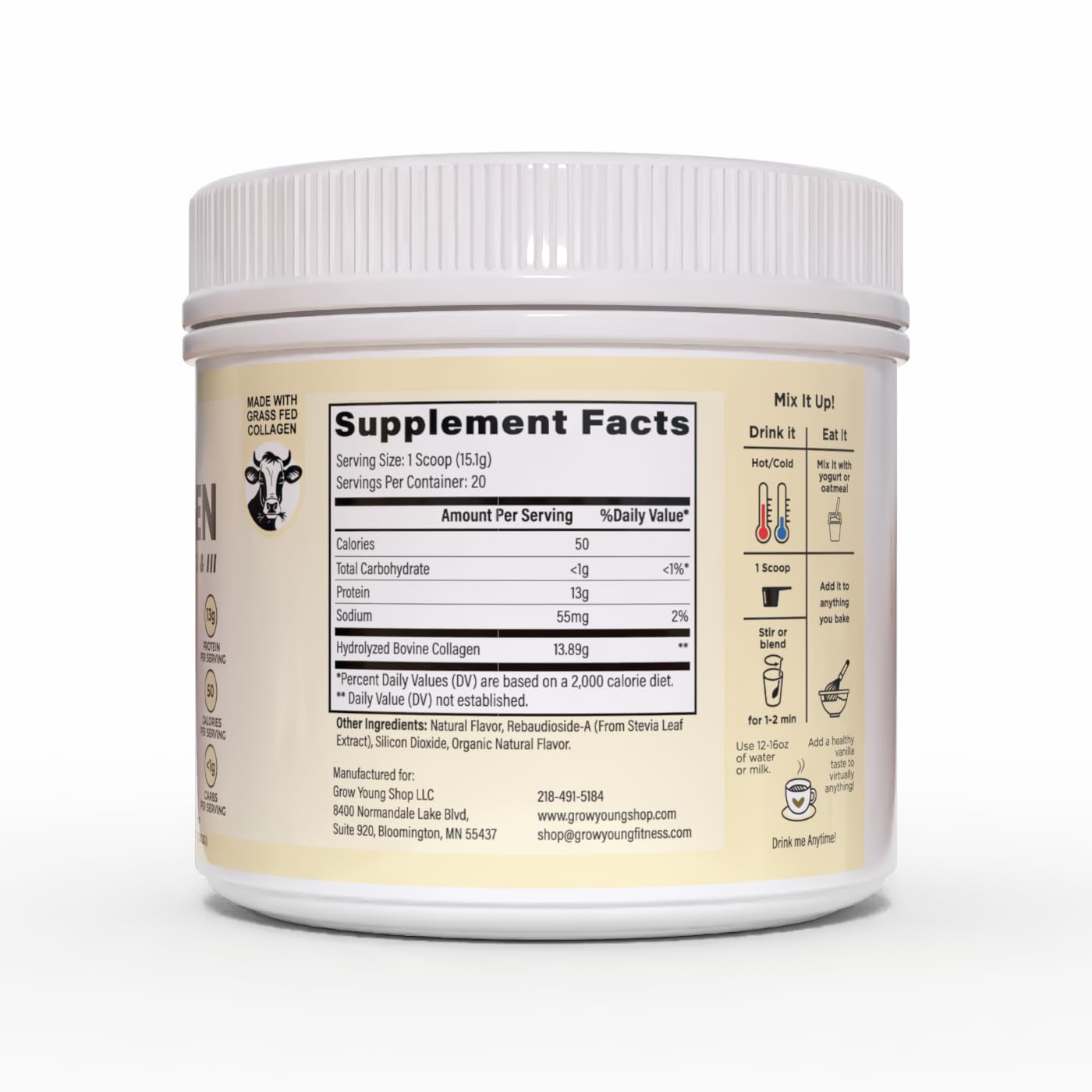 Grow Young Fitness Vanilla Collagen Protein Powder 10.65 oz