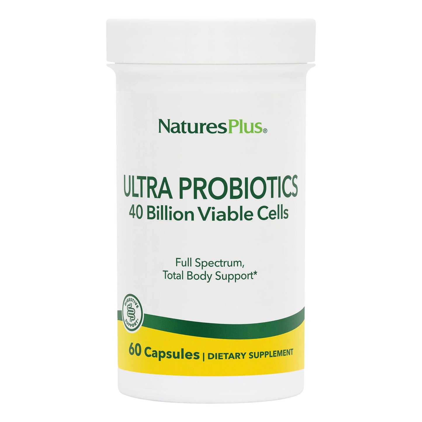 NaturesPlus Ultra Probiotics 60 Vegan Capsules Full Spectrum Total Body Support