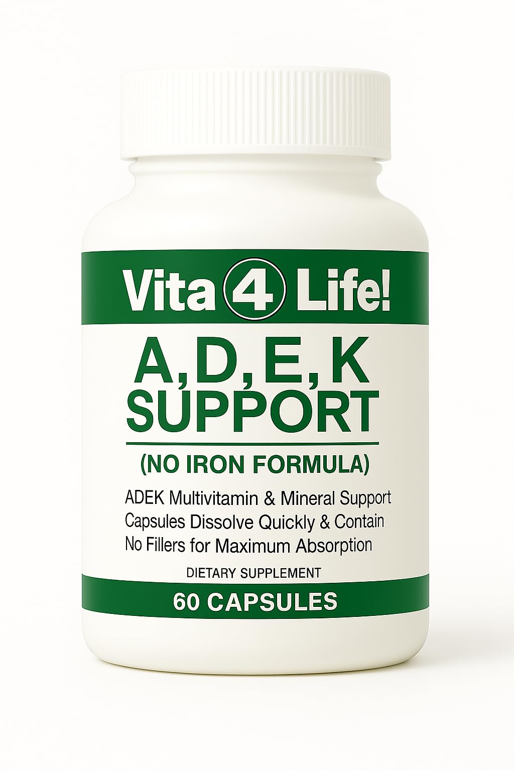 Vita4Life ADEK Fat Soluble Vitamins A D E K Capsule 60 Count