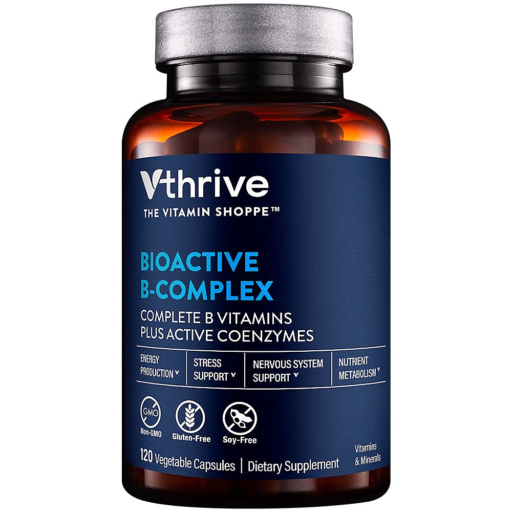 GEEGVV Vthrive Bioactive B-Complex - Vitamin B + Active Coenzymes for Energy Production Capsules, 1 Count