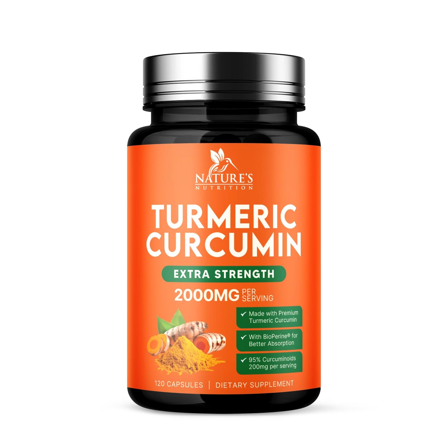 Nature's Nutrition Turmeric Curcumin Supplement Capsule, 120 Capsules