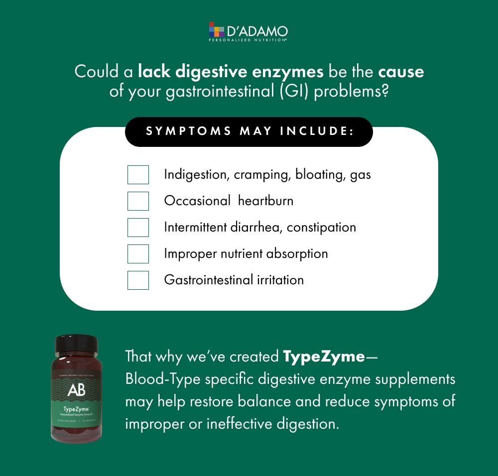 D'Adamo Personalized Nutrition TypeZyme Digestive Enzyme (Blood Type AB) Capsule 60 Count