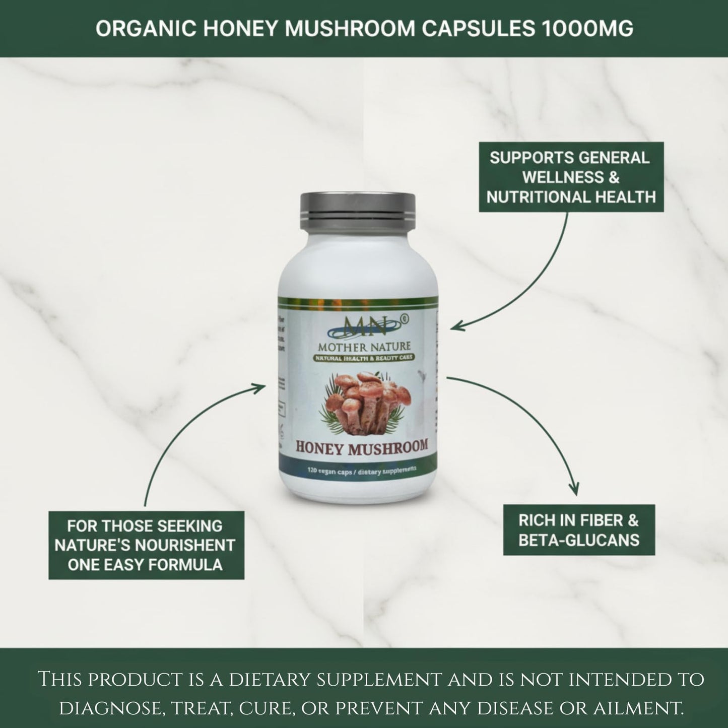 Mn Mother Nature Inc Mother Nature Honey (Armillaria mellea) Mushroom Supplement Capsule 120