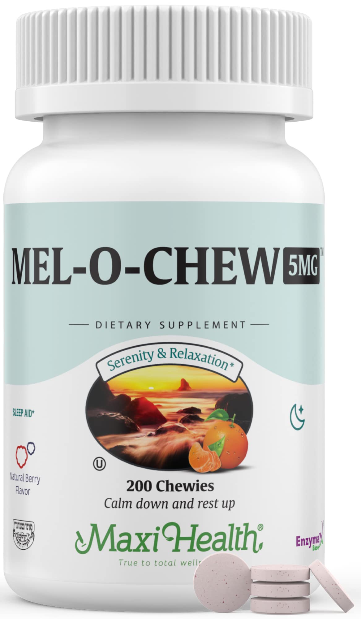 Maxi Health Melatonin 5mg Extra-Strength Fast Acting Chewables, 200 Count