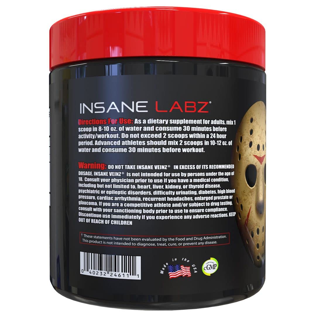 Insane Labz Insane Veinz Non Stimulant NO Enhancing Powder, 3.5