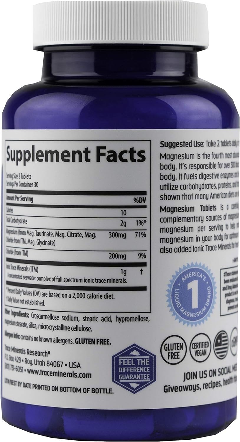 Trace Minerals Magnesium Supplement Tablets 60 Count