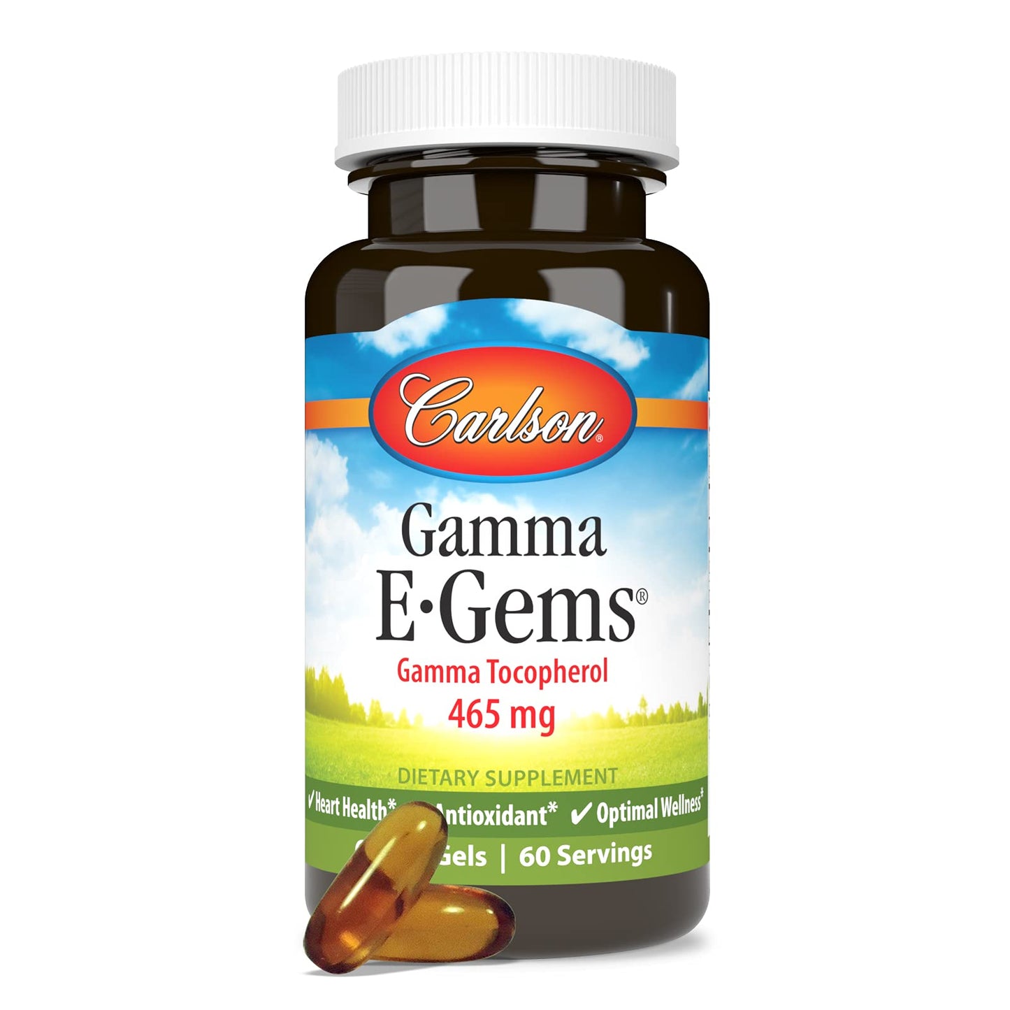 Carlson Gamma E-Gems Gamma Tocopherol 465 mg 60 Softgels