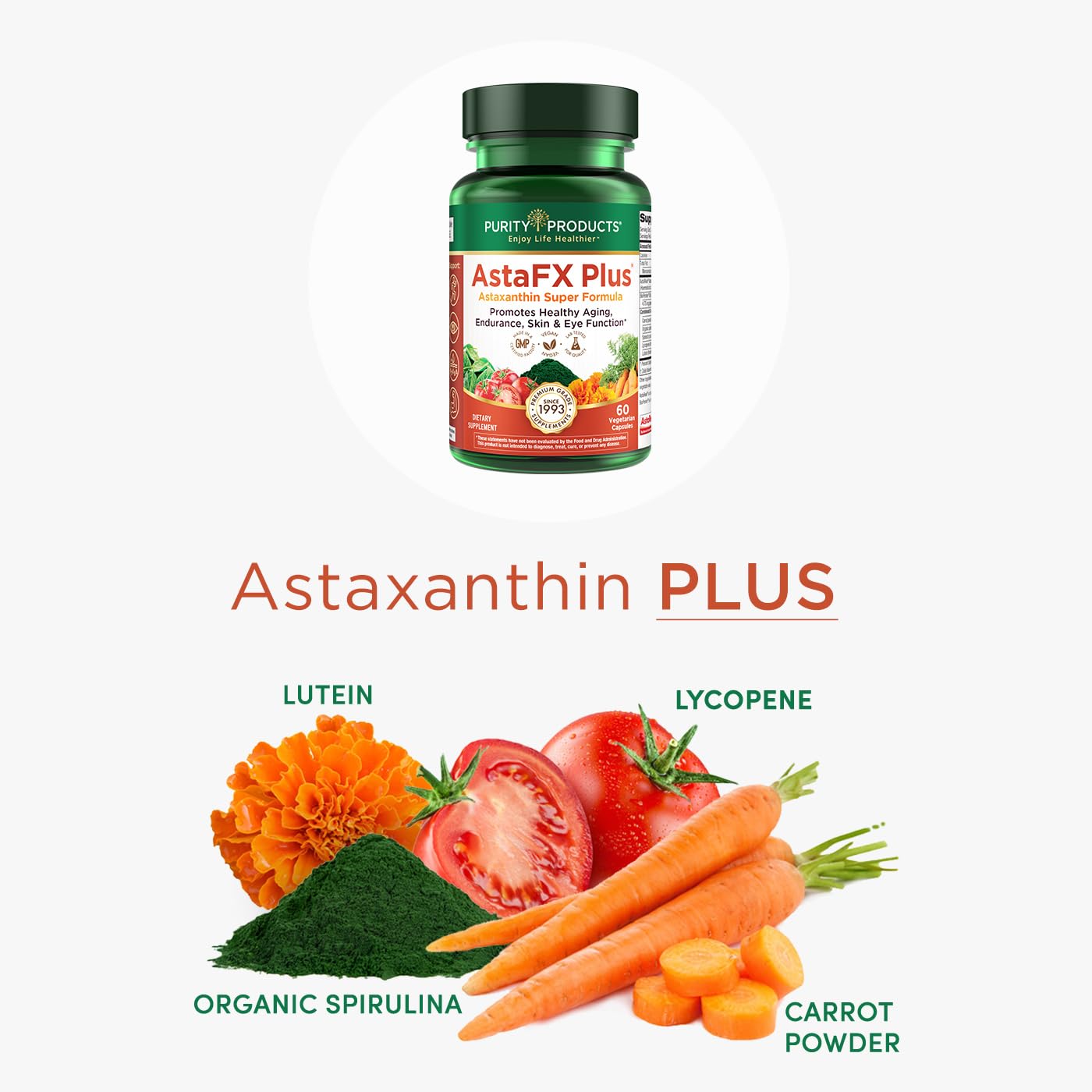 Purity Products AstaFX Plus Astaxanthin Super Formula Capsules, 60 Count