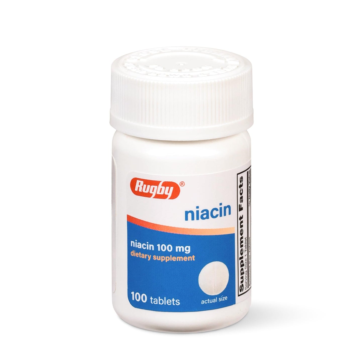 Rugby Niacin 100mg Tablet with Calcium Dietary Supplement, 100 Count