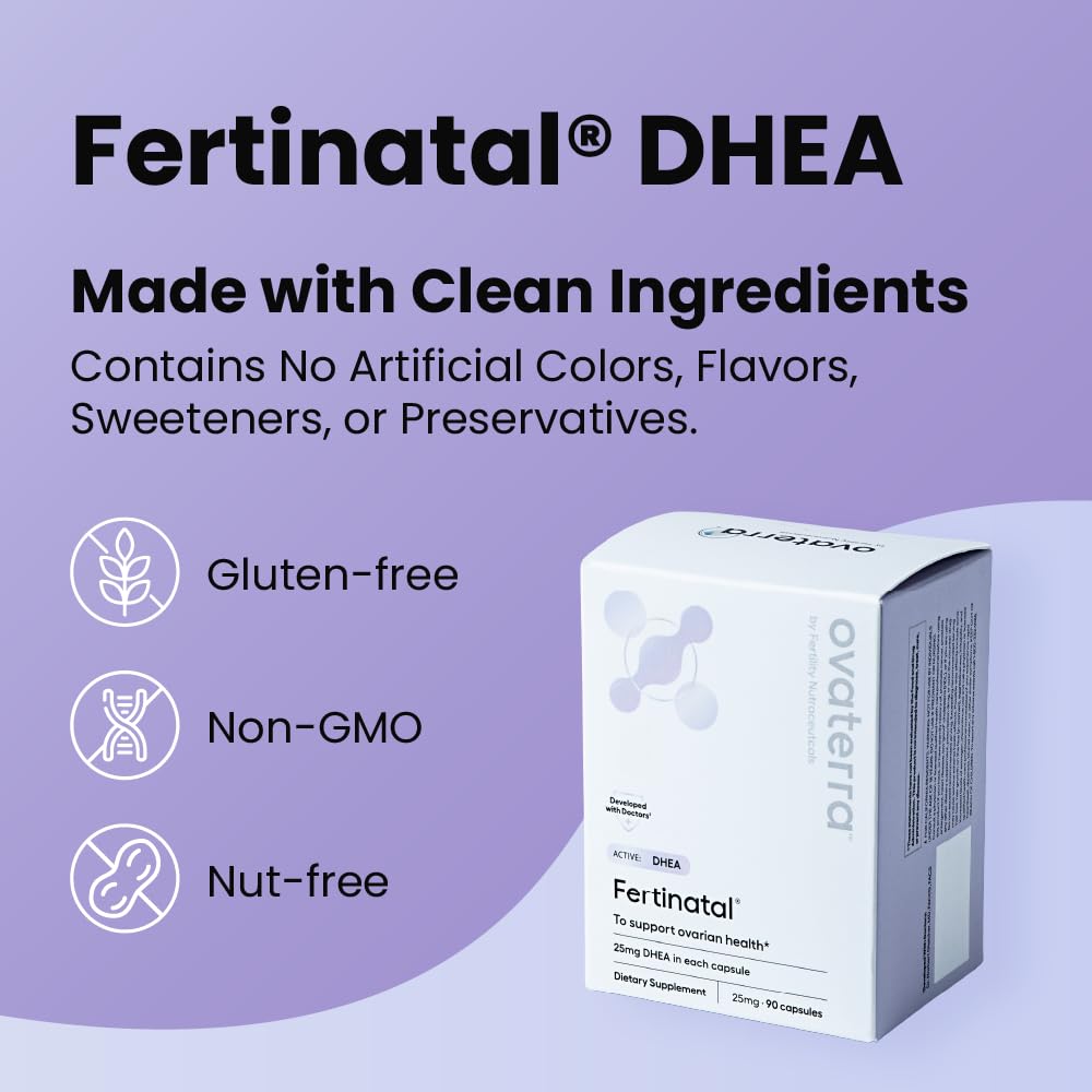 Fertinatal Micronized DHEA Female Natural Plant-Based Fertility Supplement Capsules, 84 Count