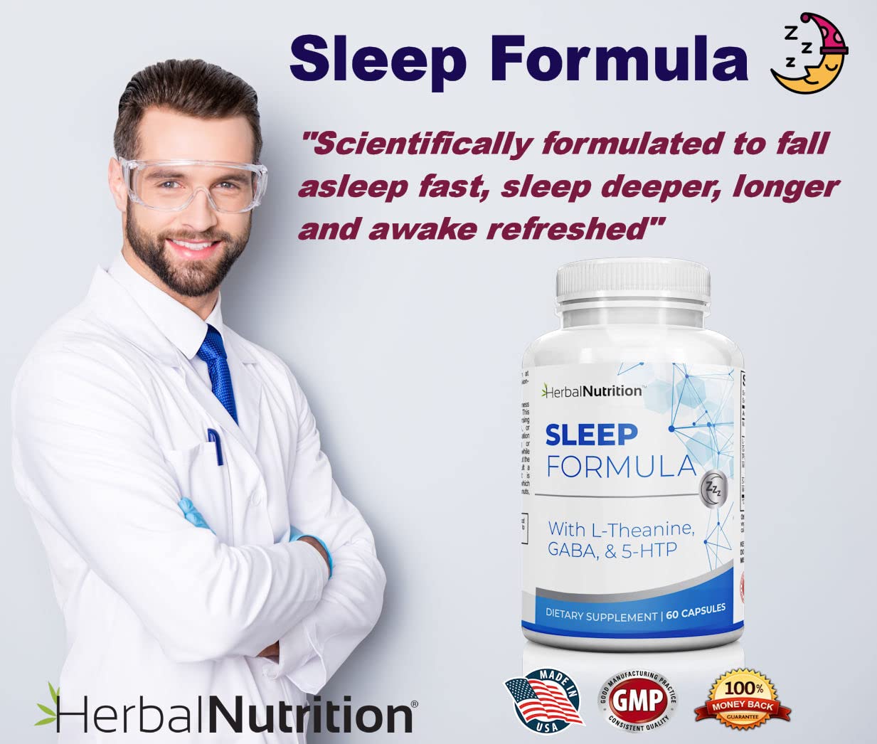 Herbal Nutrition Sleep Formula with Melatonin Sleep Support Supplement Capsule 1