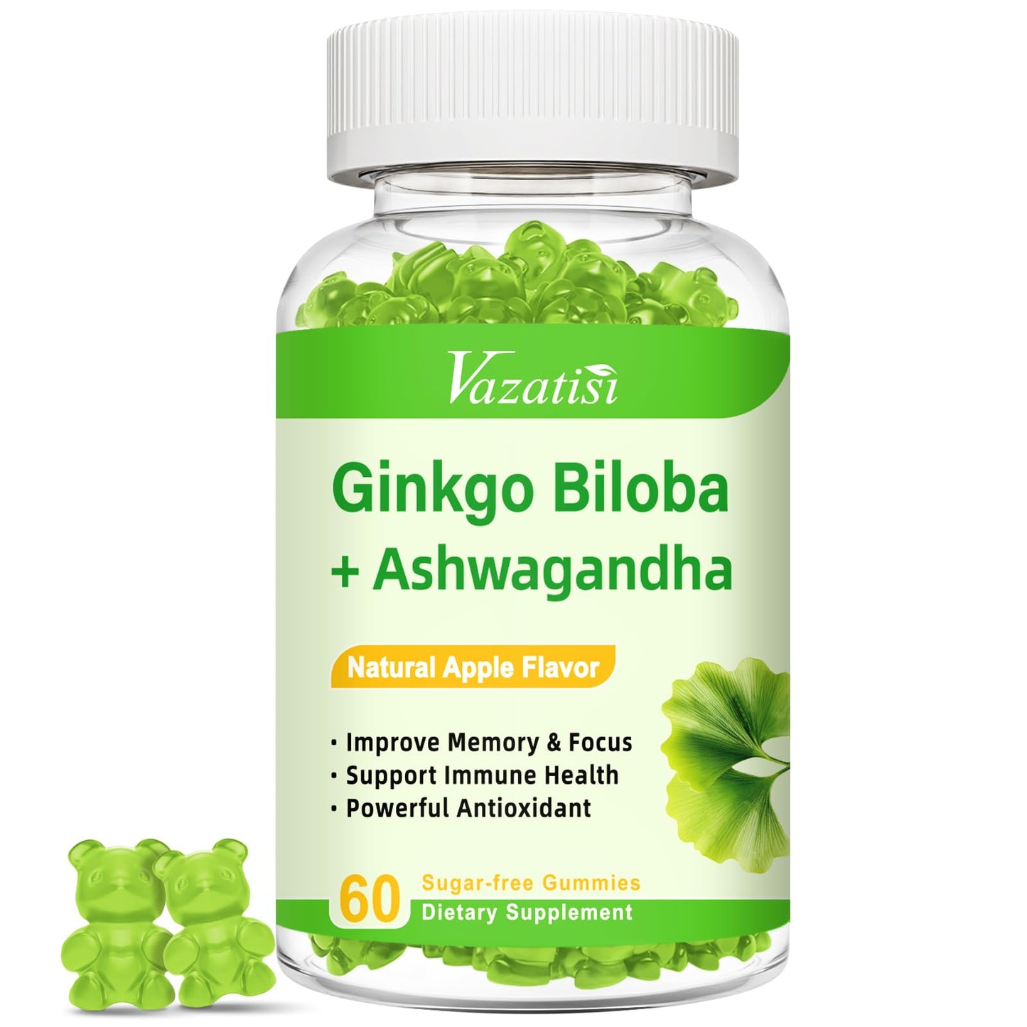 Vazatisi Ginkgo Biloba Gummies 240mg with Panax Ginseng, 60 Gummies