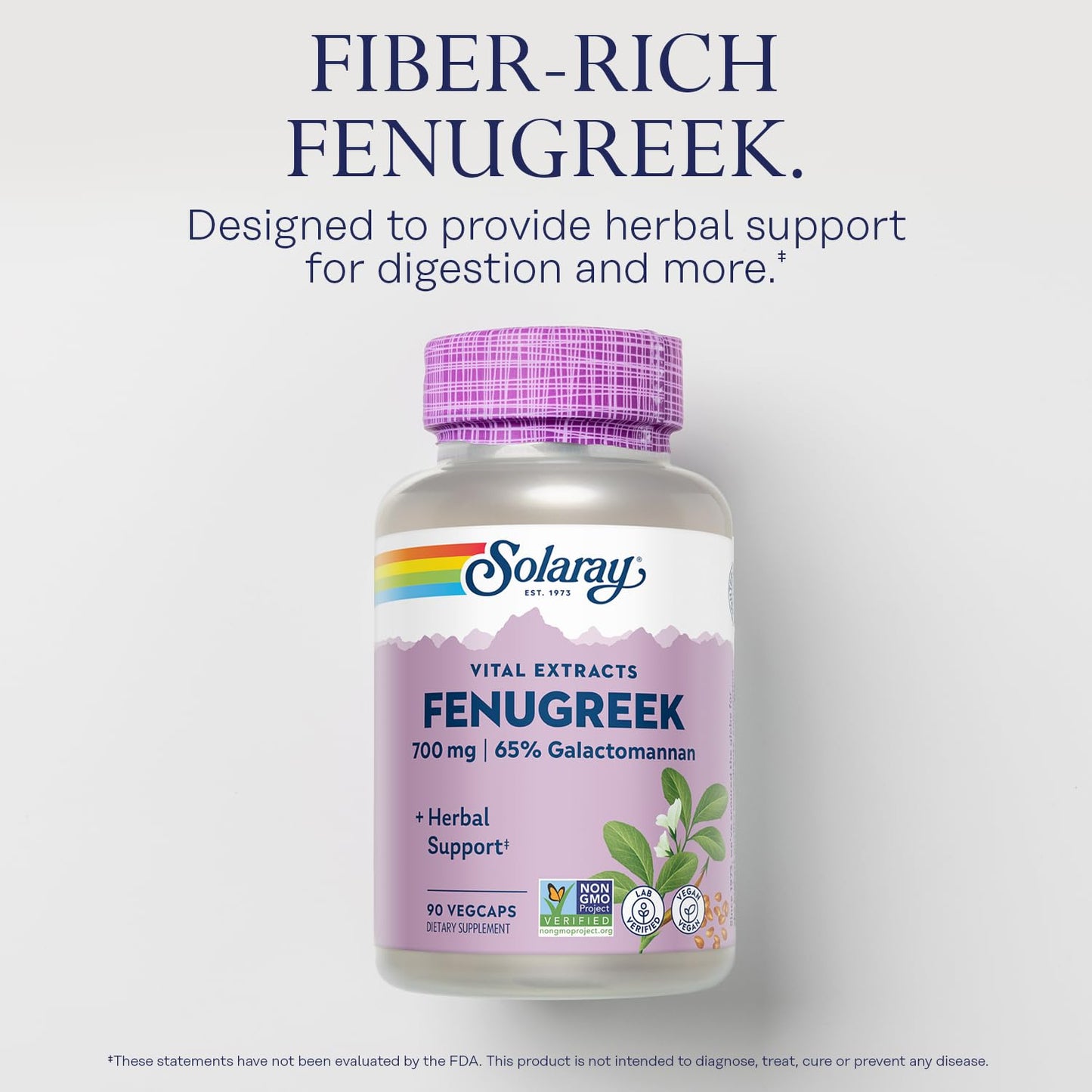 SOLARAY Fenugreek Seed Extract 700 mg Capsules, 90 VegCaps