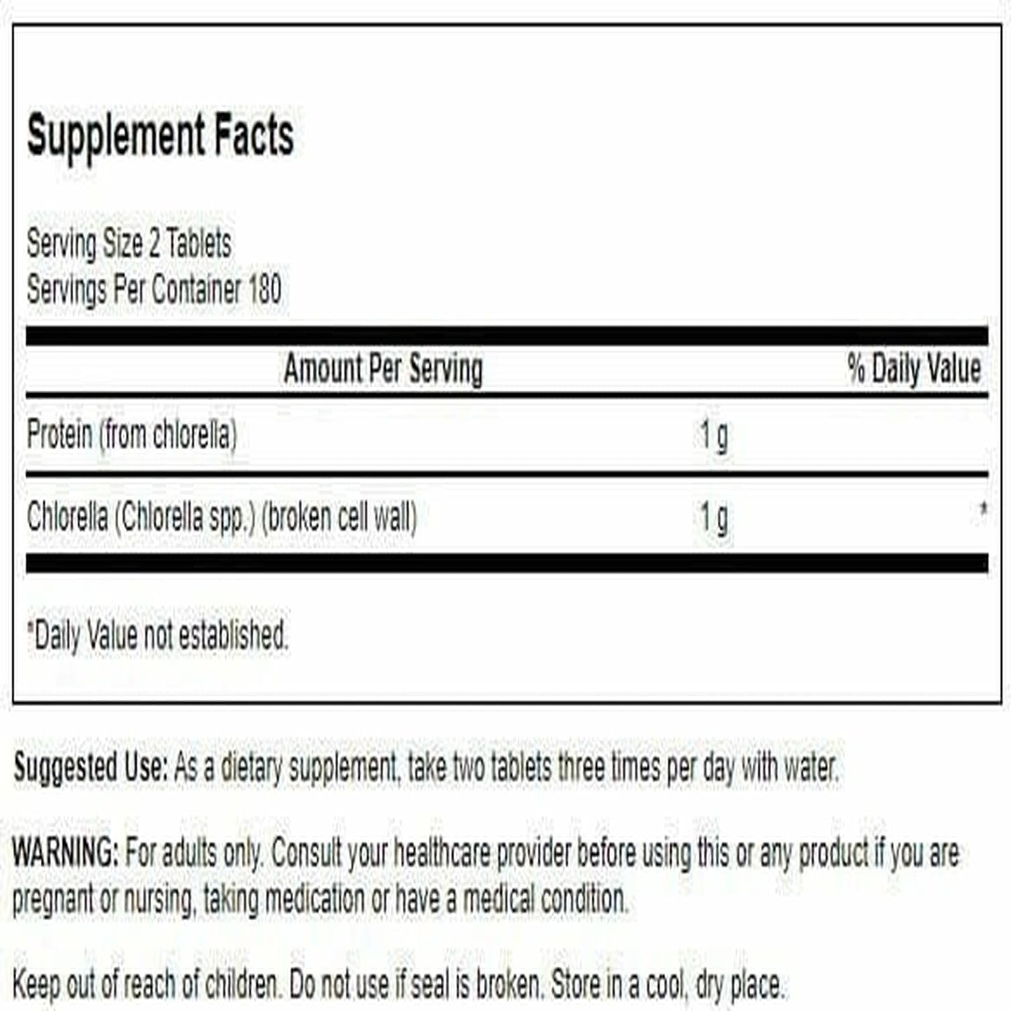 Swanson Broken Cell Wall Chlorella 500 Milligrams Vegan Tablets, 360 Tablets