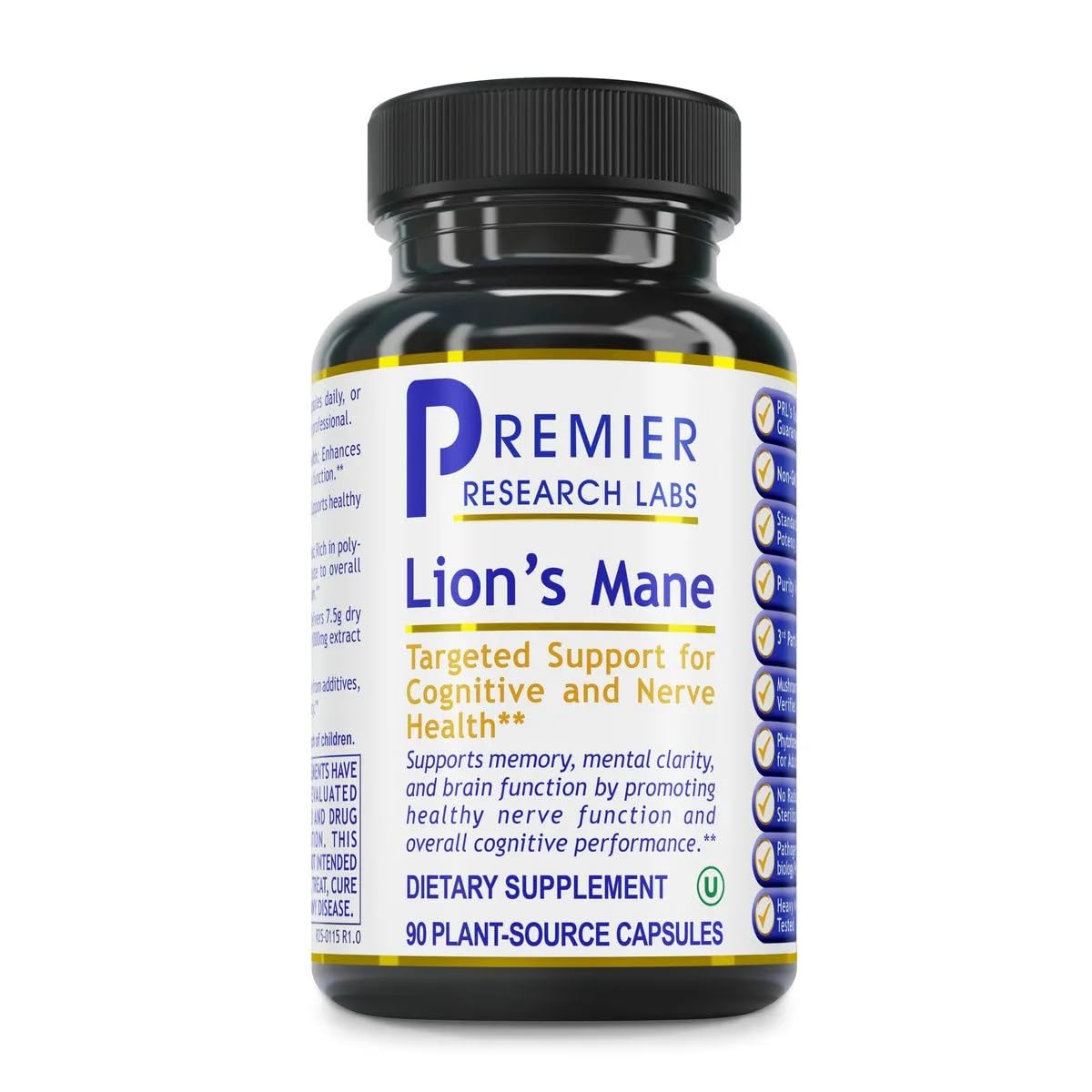 Premier Research Labs Lion's Mane Mushroom Supplement Capsules 90 Count
