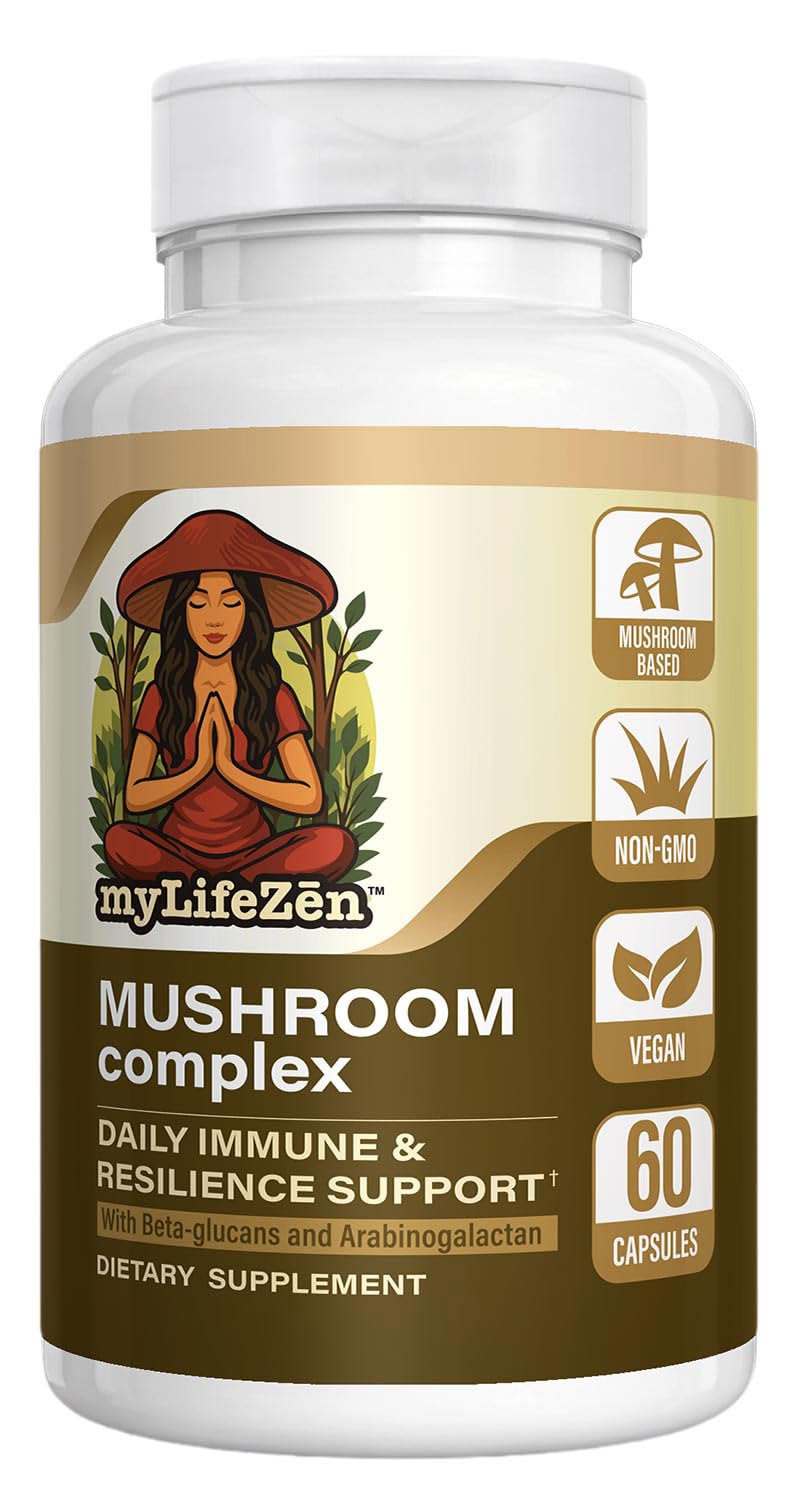 MyLifeZen 7 Mushroom Complex Organic Mushroom Mycelium Blend Capsules, 60 Count