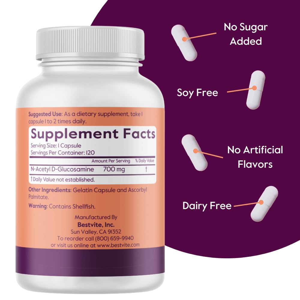BESTVITE N-Acetyl Glucosamine 700mg 240 Capsules