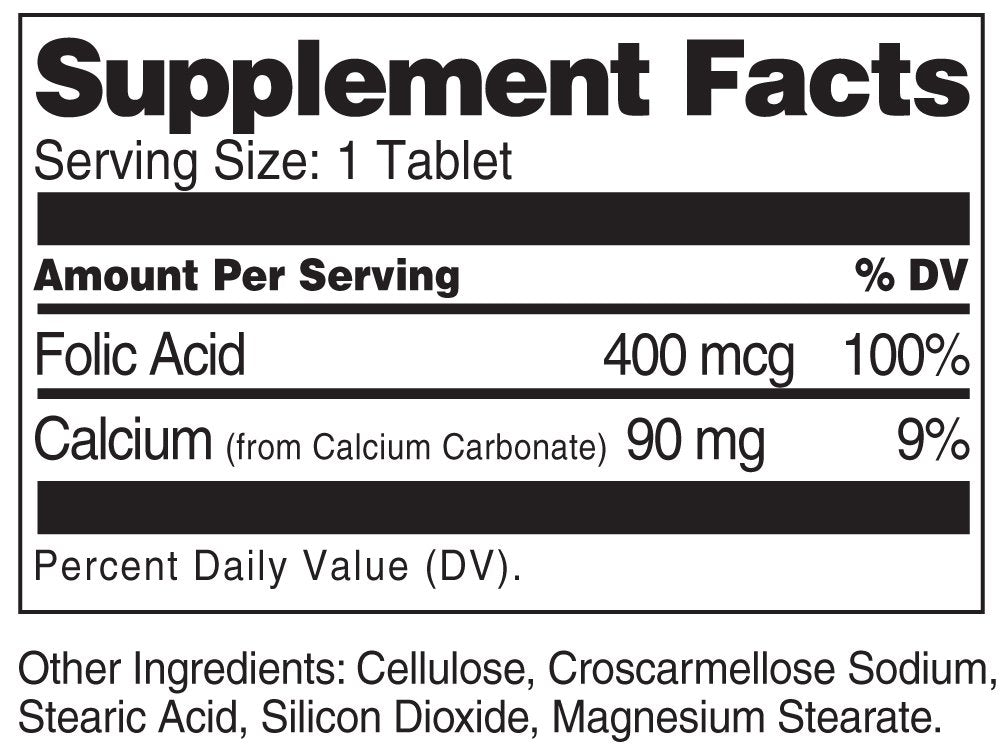 21st Century Folic Acid 400 mcg Tablets, 500 Count