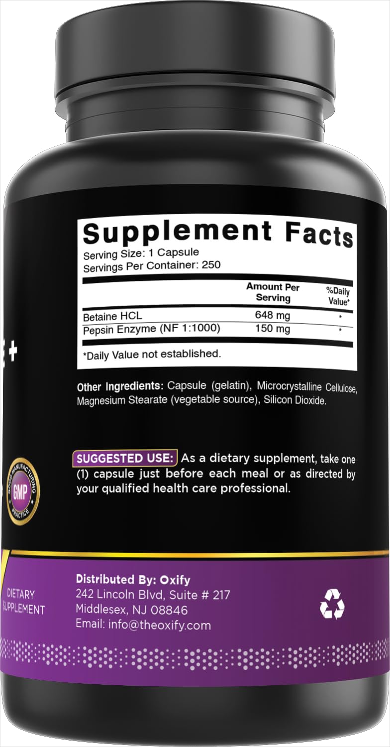 Oxify Betaine + Pepsin Capsules, 250